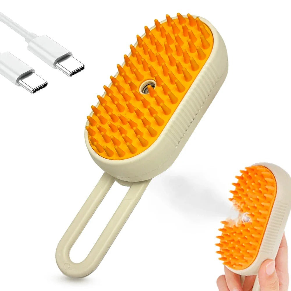 PETREVA™ 3-in-1 Pet Steam Brush – Grooming, De-Shedding & Sanitizing Tool for Dogs & Cats