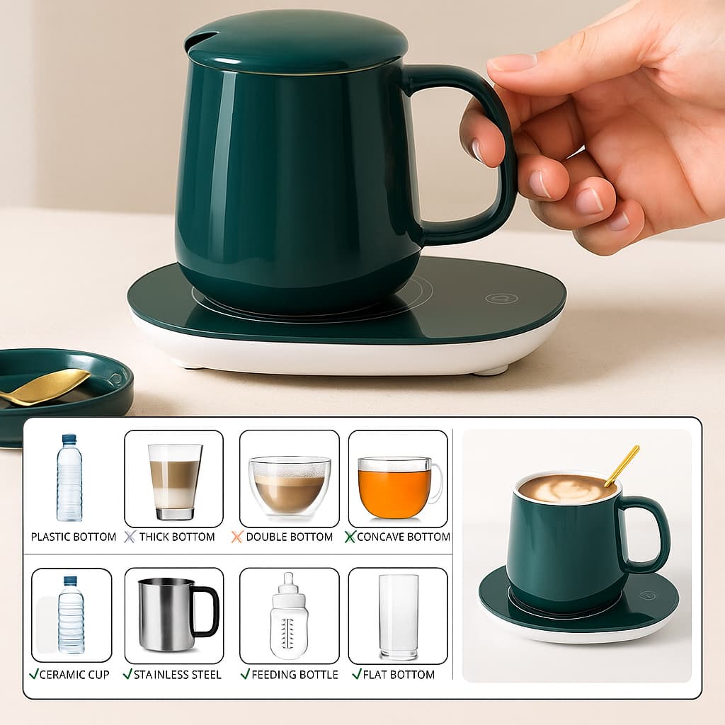 CALDIVA™ Smart Heating Mug – USB Cup Warmer for Coffee, Tea & Beverages