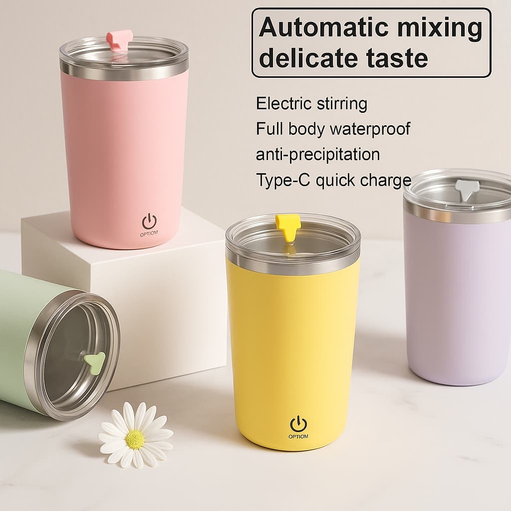 VISKAR™ Magnetic Self-Stirring Cup – Automatic Mixer for Coffee, Protein Shakes & More