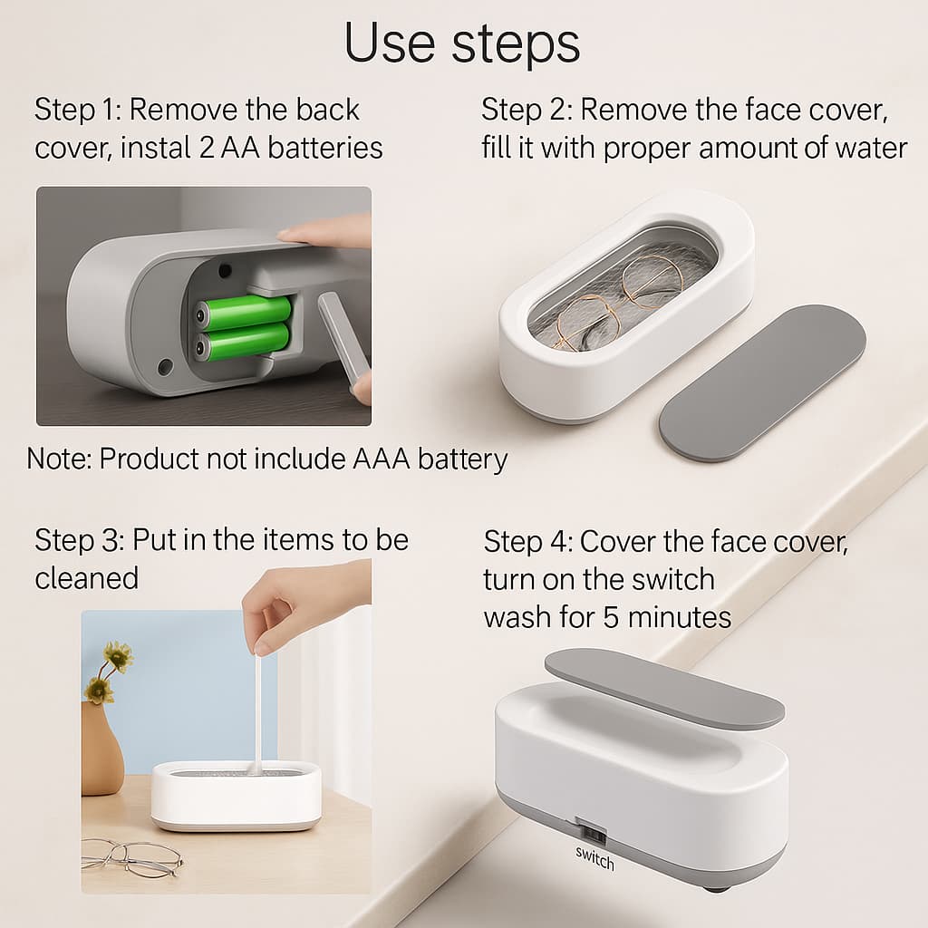 VERRESA™ Ultrasonic Glasses Cleaner – Professional Lens Cleaning Device for Eyeglasses, Jewelry & More