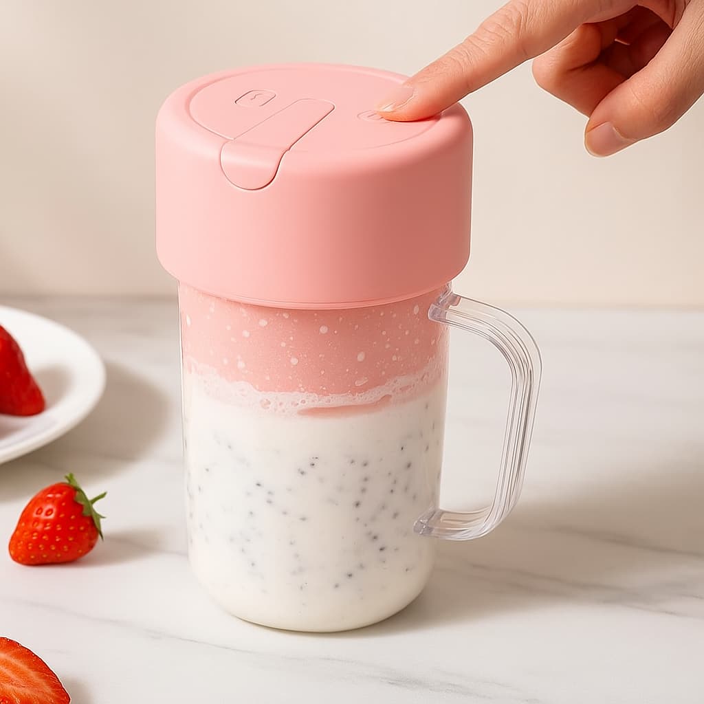 Tvista™ 6-Blade Portable Juicer with Built-in Straw – USB Rechargeable Smoothie Blender for Fresh Juices, Shakes & Detox Drinks
