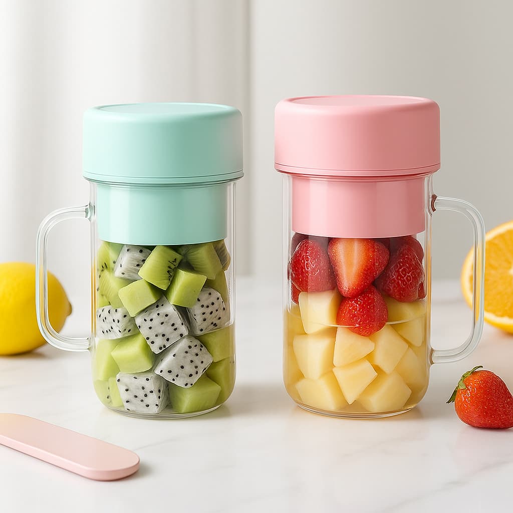 Tvista™ 6-Blade Portable Juicer with Built-in Straw – USB Rechargeable Smoothie Blender for Fresh Juices, Shakes & Detox Drinks