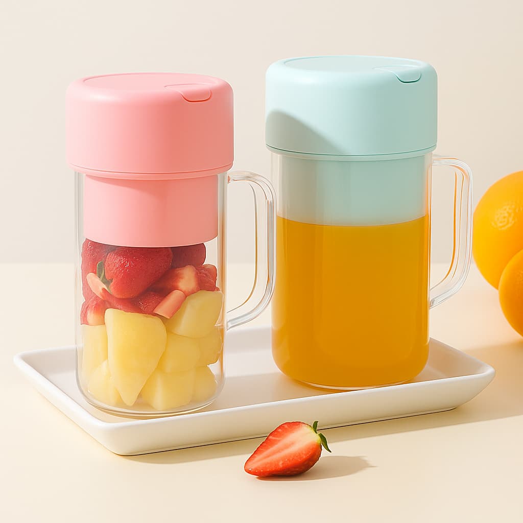 Tvista™ 6-Blade Portable Juicer with Built-in Straw – USB Rechargeable Smoothie Blender for Fresh Juices, Shakes & Detox Drinks