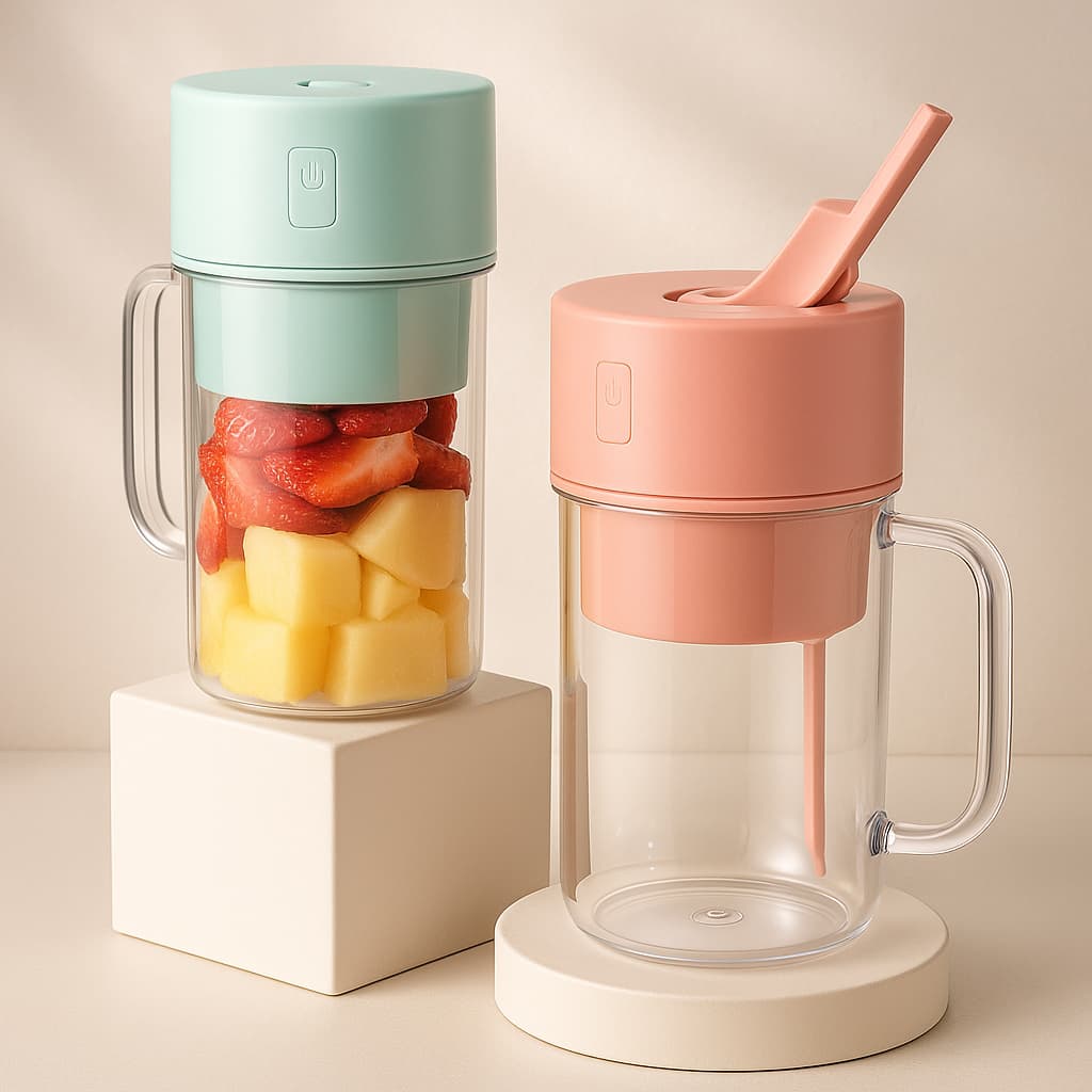 Tvista™ 6-Blade Portable Juicer with Built-in Straw – USB Rechargeable Smoothie Blender for Fresh Juices, Shakes & Detox Drinks