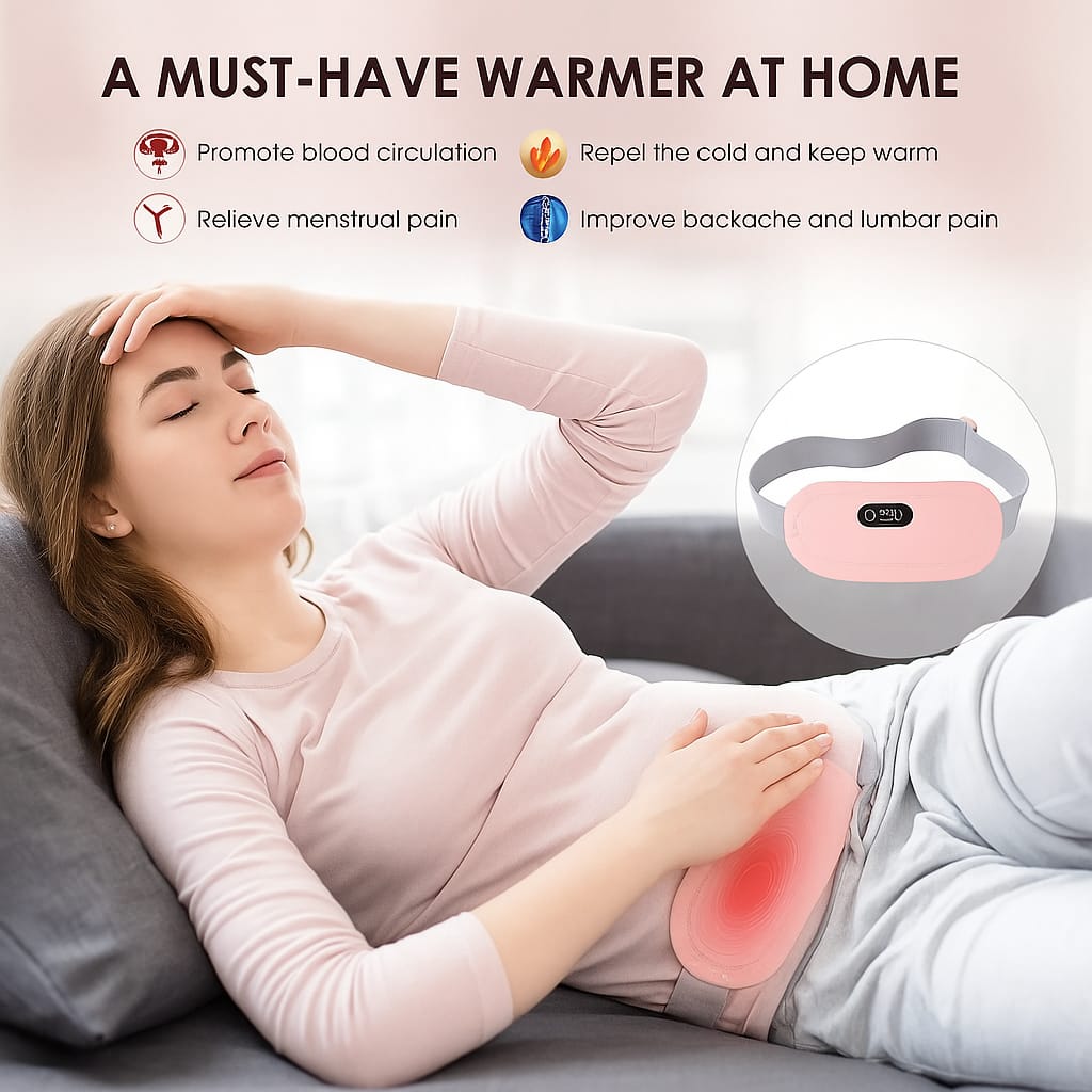 Elvessa™ Period Cramp Relief Belt – Electric Heating & Vibration Pad for Menstrual Pain, Lower Back & Abdominal Relief