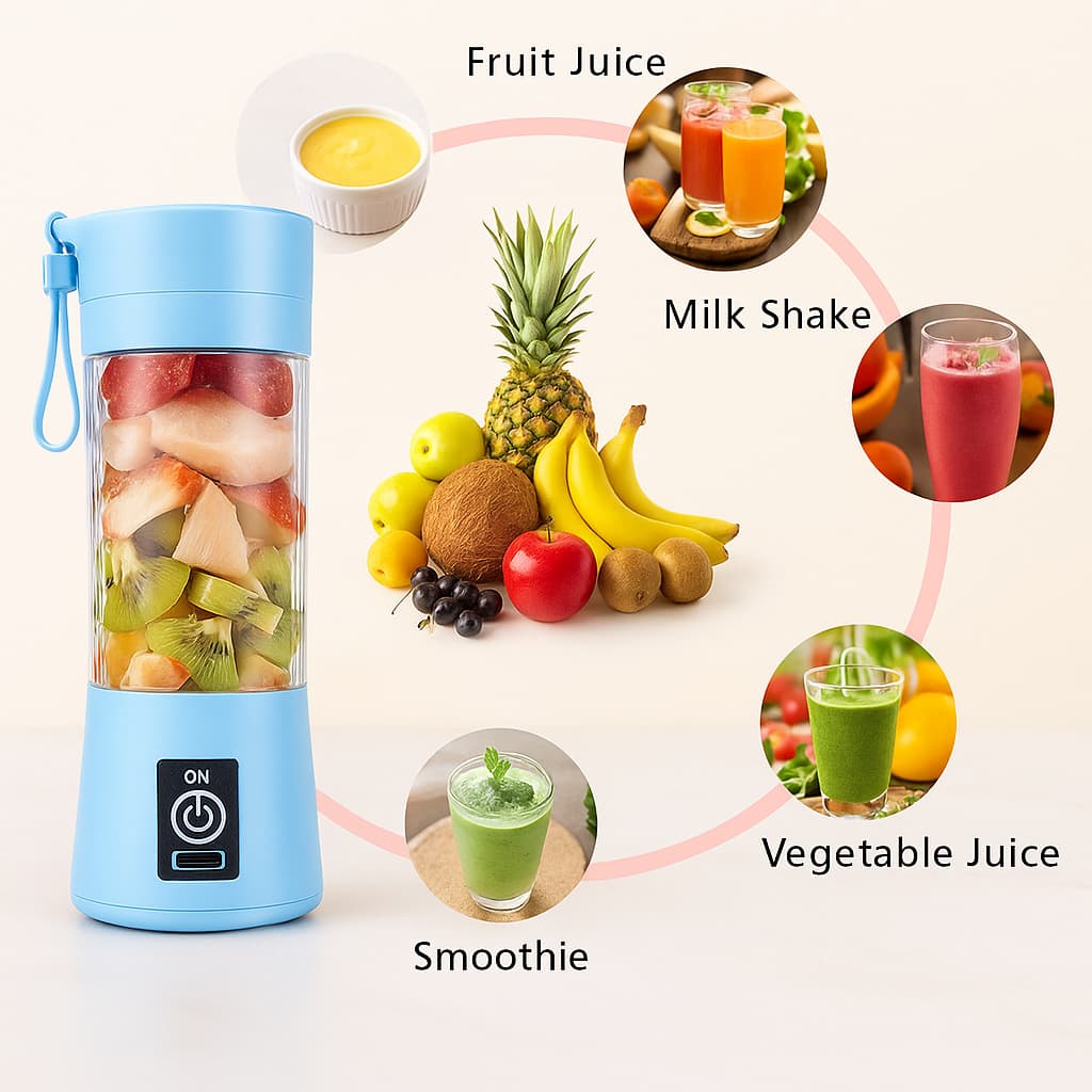 VITABLADE™ 6-Blade Portable Juicer – USB Rechargeable Blender for Smoothies, Shakes & Fresh Juices