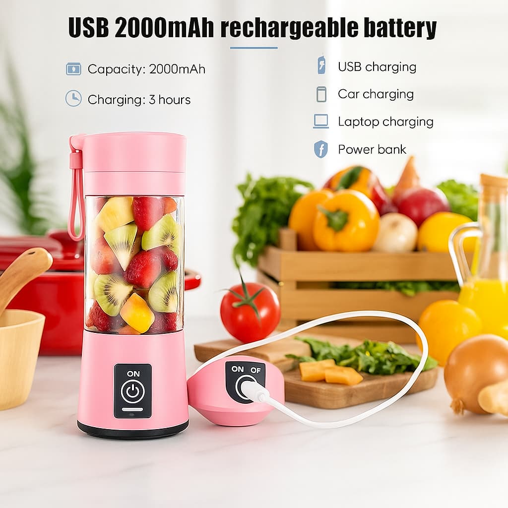 VITABLADE™ 6-Blade Portable Juicer – USB Rechargeable Blender for Smoothies, Shakes & Fresh Juices